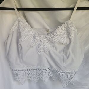 Mudd White Lace Crop Tank Top